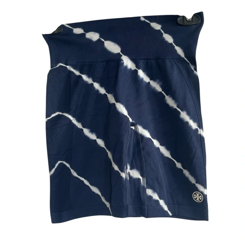 Tory Burch Tory Sport Tie-Dye Biker Shorts Navy High-Waisted Gym Shorts Size S